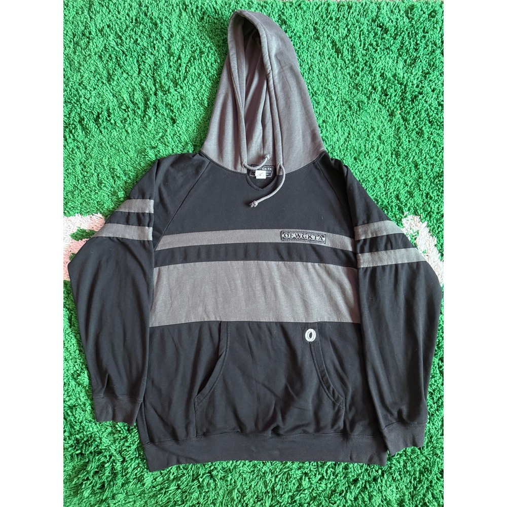 Odd Future OFWGKTA Hoodie Mens Large Black Grey Colorblock Striped Pullover